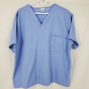 🤑 Scrub Top Shirt Light Blue V Neck Unisex Large